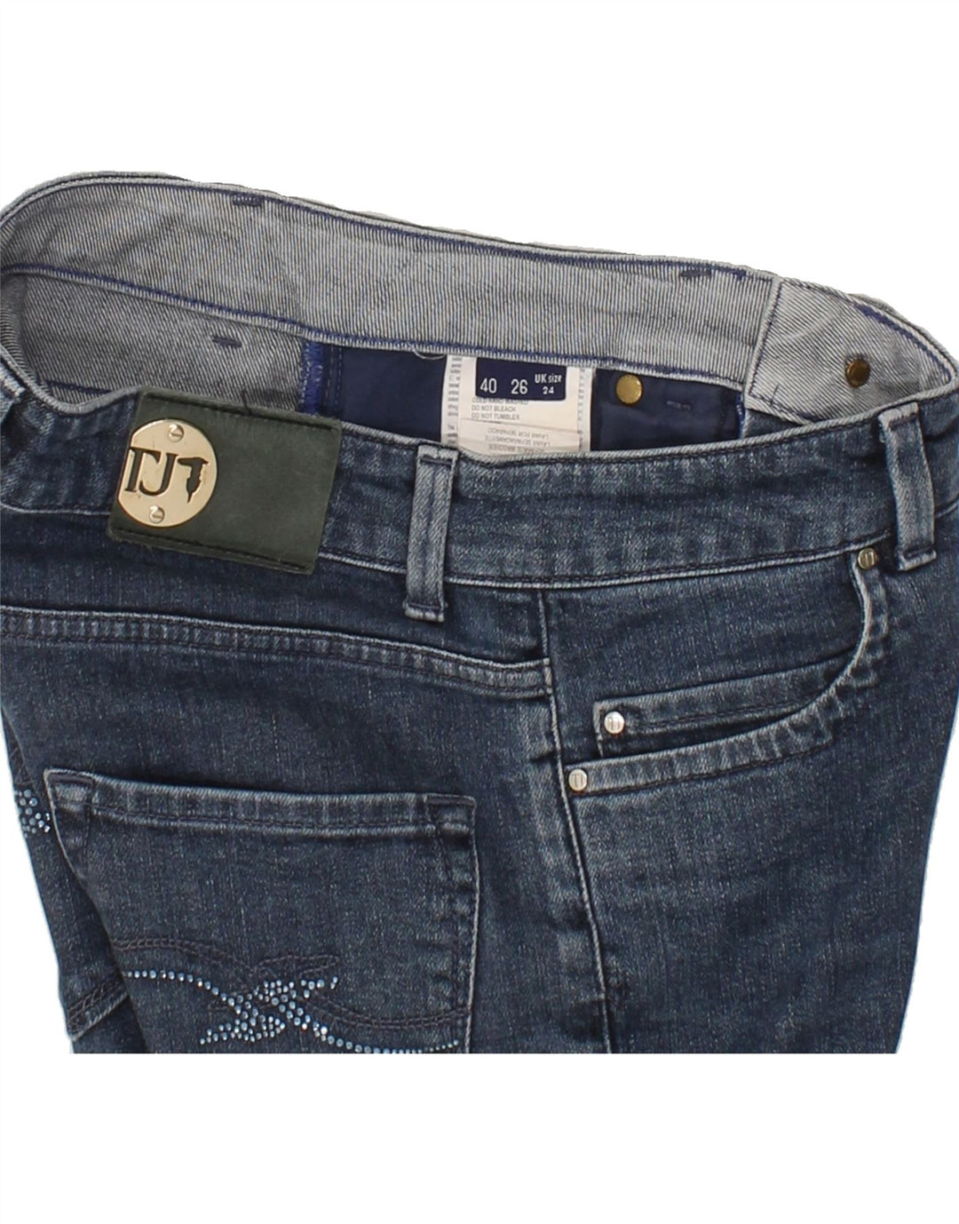 TRUSSARDI Womens Slim Jeans W24 L31 Blue Cotton Vintage Trussardi and Second-Hand Trussardi from Messina Hembry 