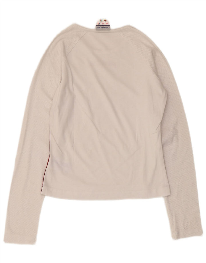Reebok Womens Graphic Top Long Sleeve UK 10 Small White Cotton