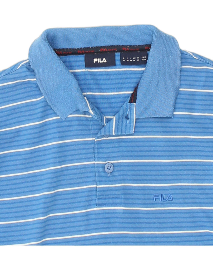 FILA Mens Polo Shirt Medium Blue Striped | Vintage Fila | Thrift | Second-Hand Fila | Used Clothing | Messina Hembry 