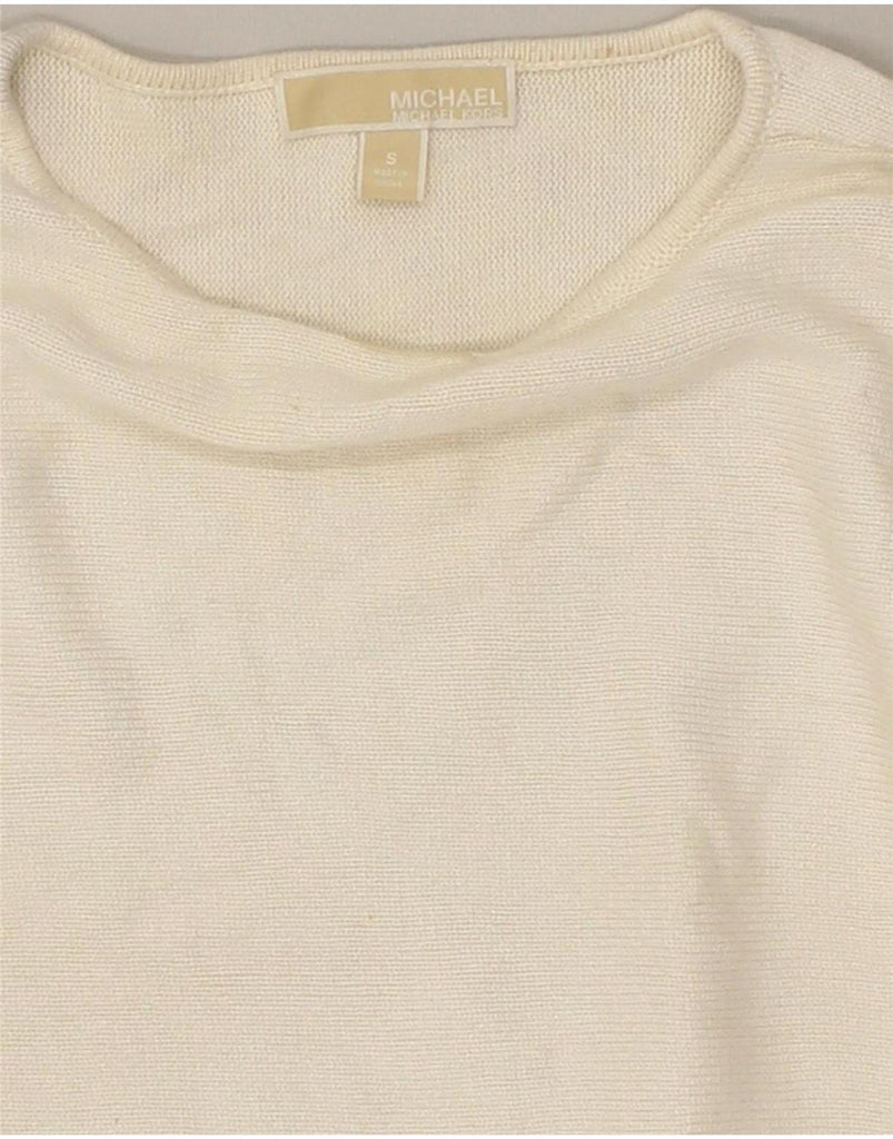 MICHAEL KORS Womens Boat Neck Jumper Sweater UK 10 Small Off White Cotton Vintage Michael Kors and Second-Hand Michael Kors from Messina Hembry 