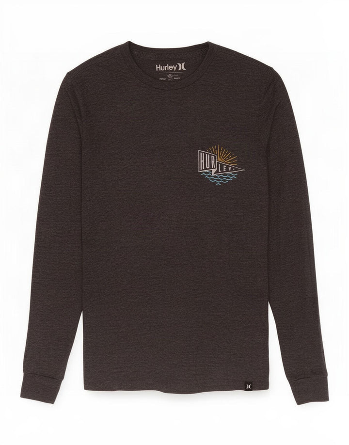 Hurley Mens Graphic Top Long Sleeve Small Grey Cotton