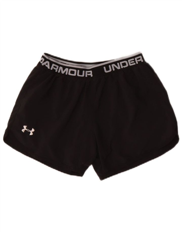 UNDER ARMOUR Girls Fitted Graphic Sport Shorts 13-14 Years XL Black