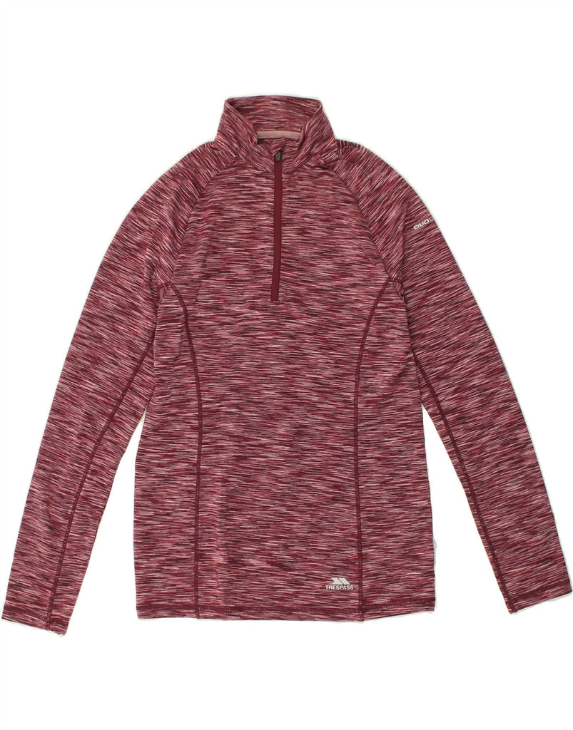 TRESPASS Womens Zip Neck Fleece Jumper UK 14 Medium Burgundy Polyester | Vintage Trespass | Thrift | Second-Hand Trespass | Used Clothing | Messina Hembry 