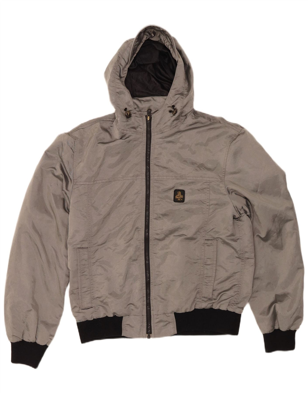 REFRIGIWEAR Mens Hooded Bomber Jacket UK 40 Large Grey Polyester