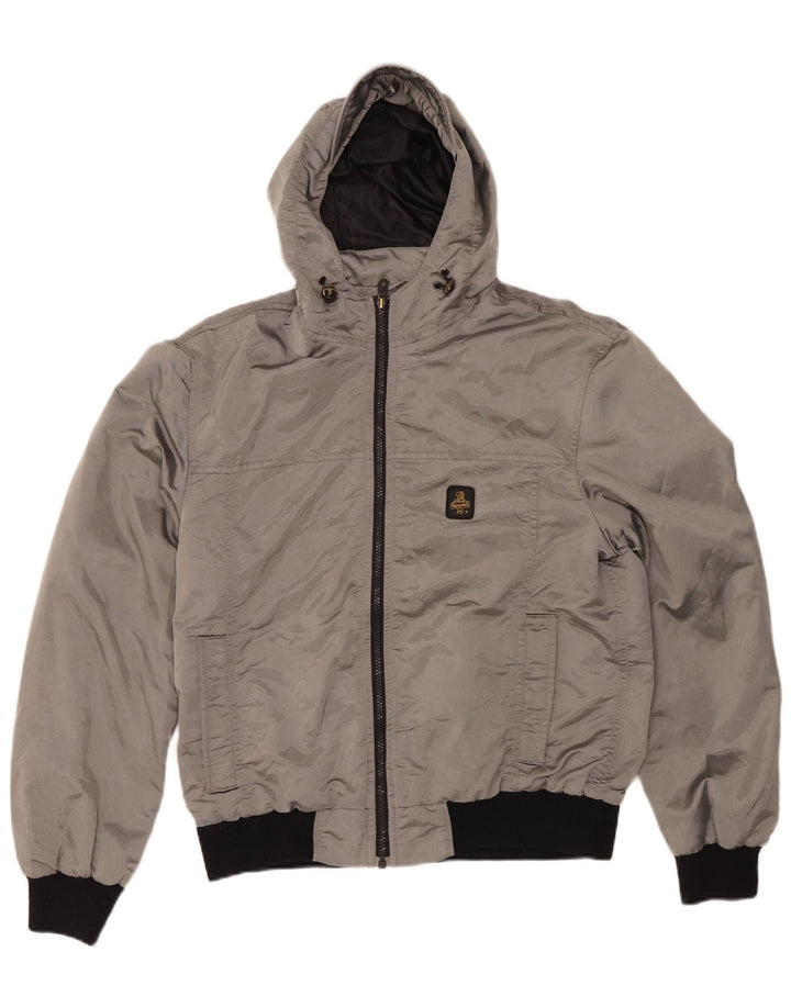 REFRIGIWEAR Mens Hooded Bomber Jacket UK 40 Large Grey Polyester