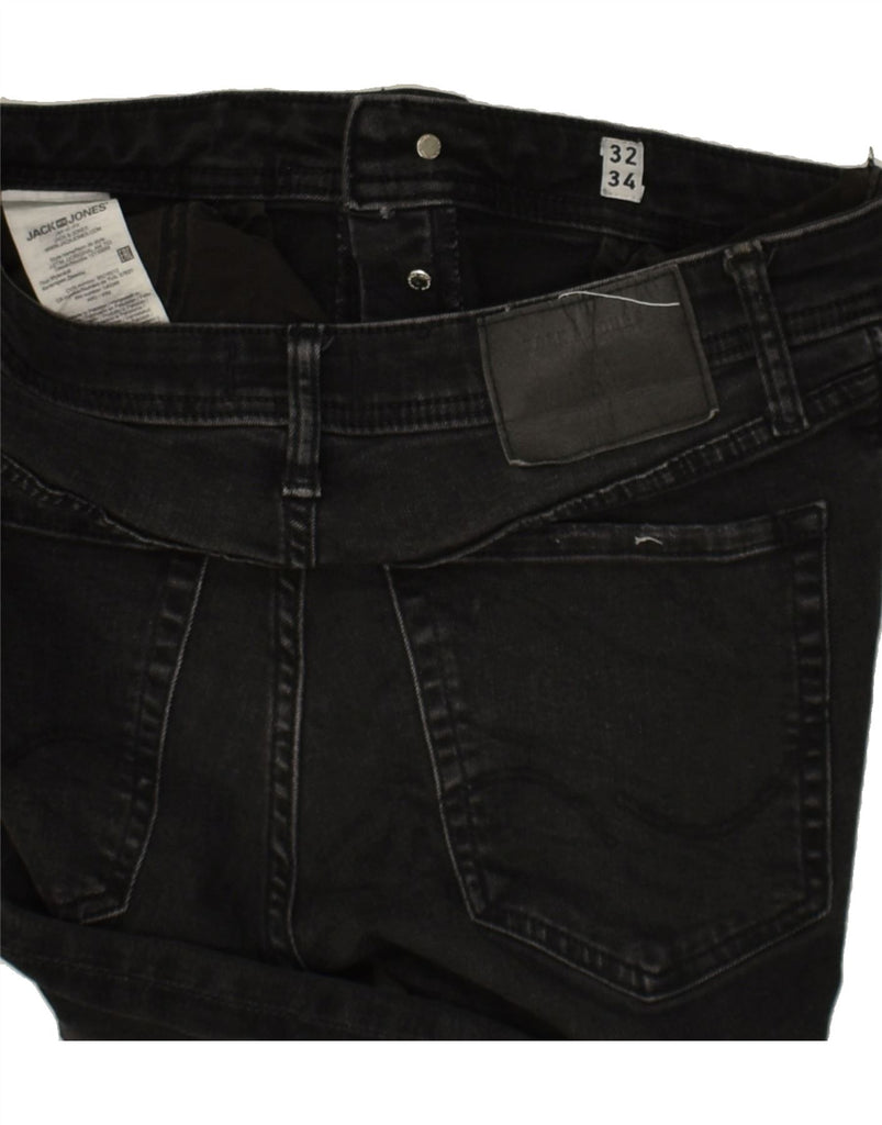 JACK & JONES Mens Tim Distressed Slim Jeans W32 L28 Black Cotton | Vintage Jack & Jones | Thrift | Second-Hand Jack & Jones | Used Clothing | Messina Hembry 