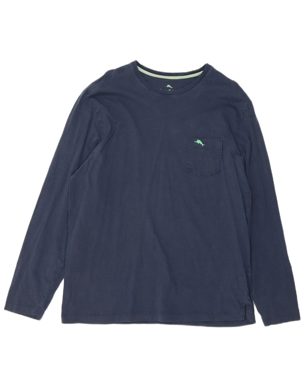 Tommy Bahama Mens Top Long Sleeve Large Navy Blue Cotton