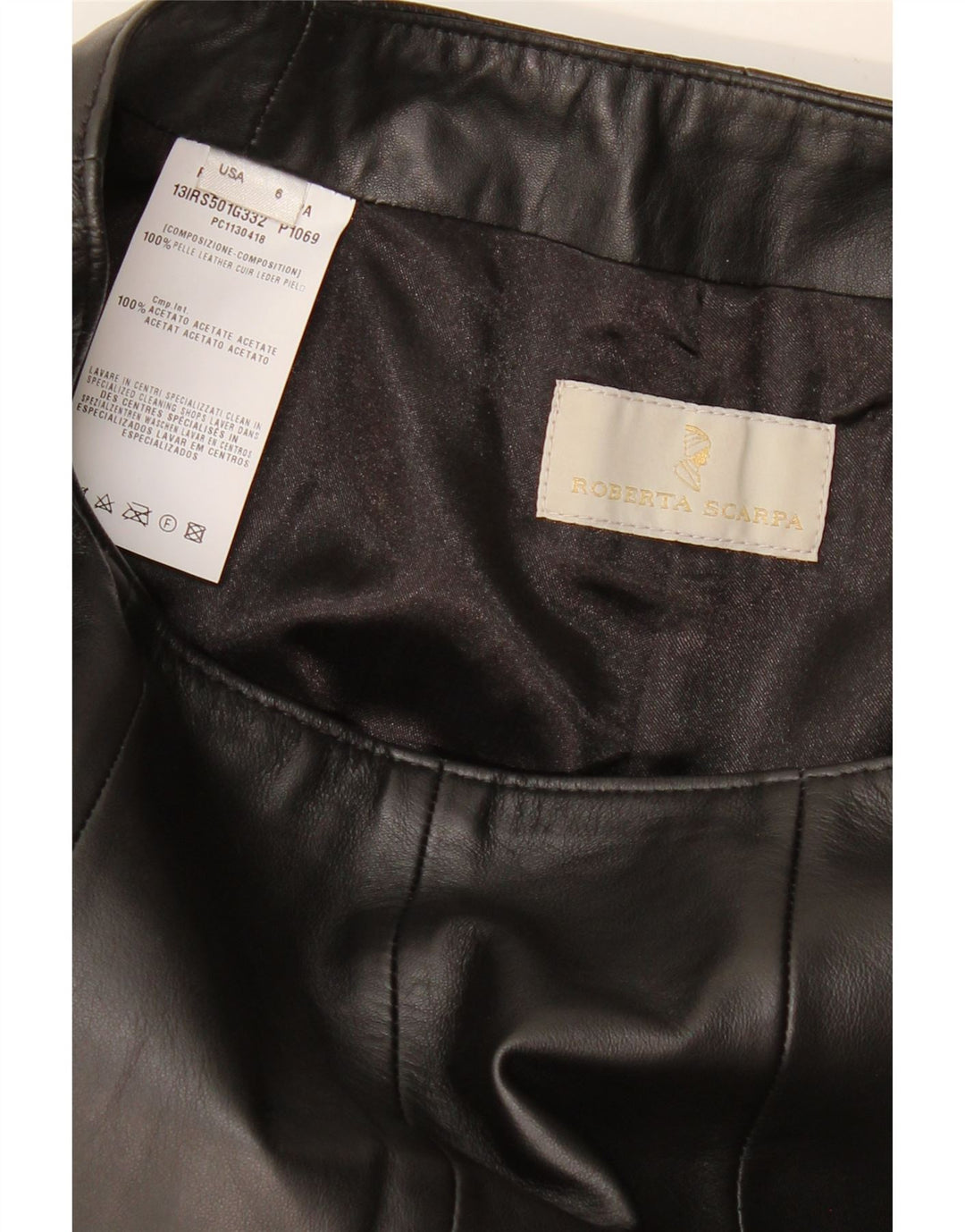 ROBERTA SCARPA Womens High Waist Skirt US 6 Medium W26  Black Leather
