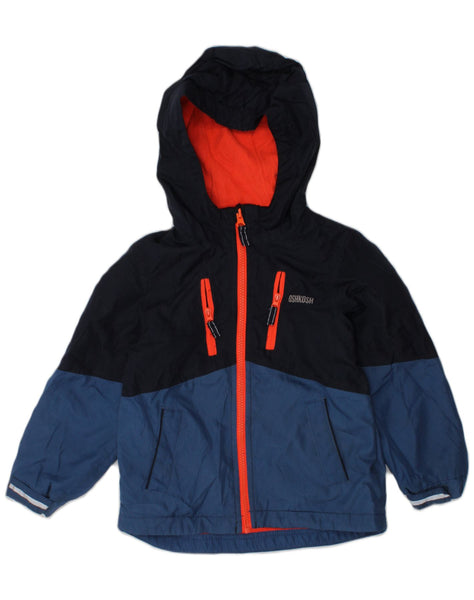 OSH KOSH Boys Hooded Rain Jacket 3-4 Years Black Colourblock Polyester, Vintage & Second-Hand Clothing Online