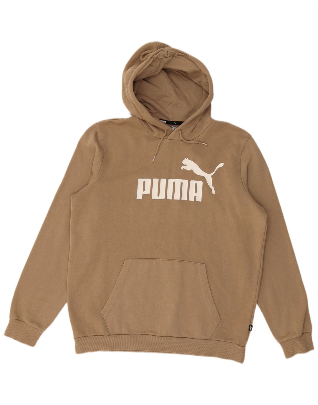PUMA Mens Graphic Hoodie Jumper Medium Beige Cotton