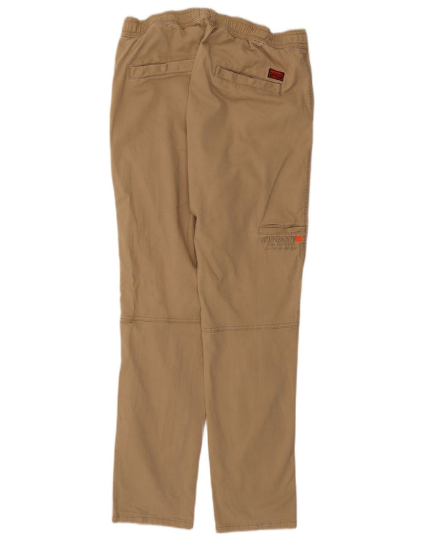 SUPERDRY Mens Straight Cargo Trousers W32 L29  Beige Cotton