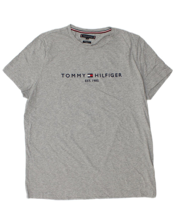 Tommy Hilfiger Mens Slim Fit Graphic T-Shirt Top 2XL Grey Flecked Cotton