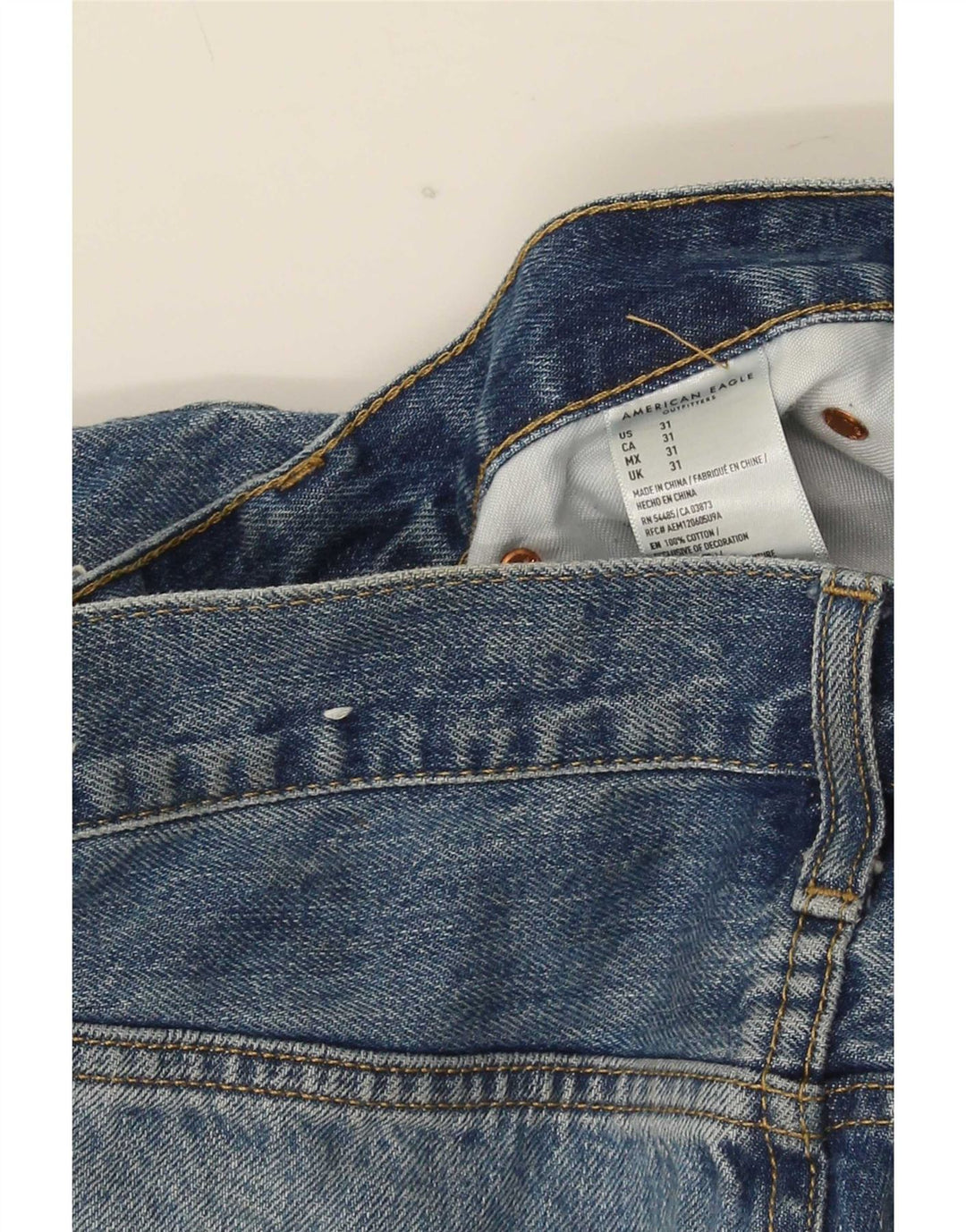 American Eagle Mens Distressed Denim Shorts W31 Medium Blue Cotton