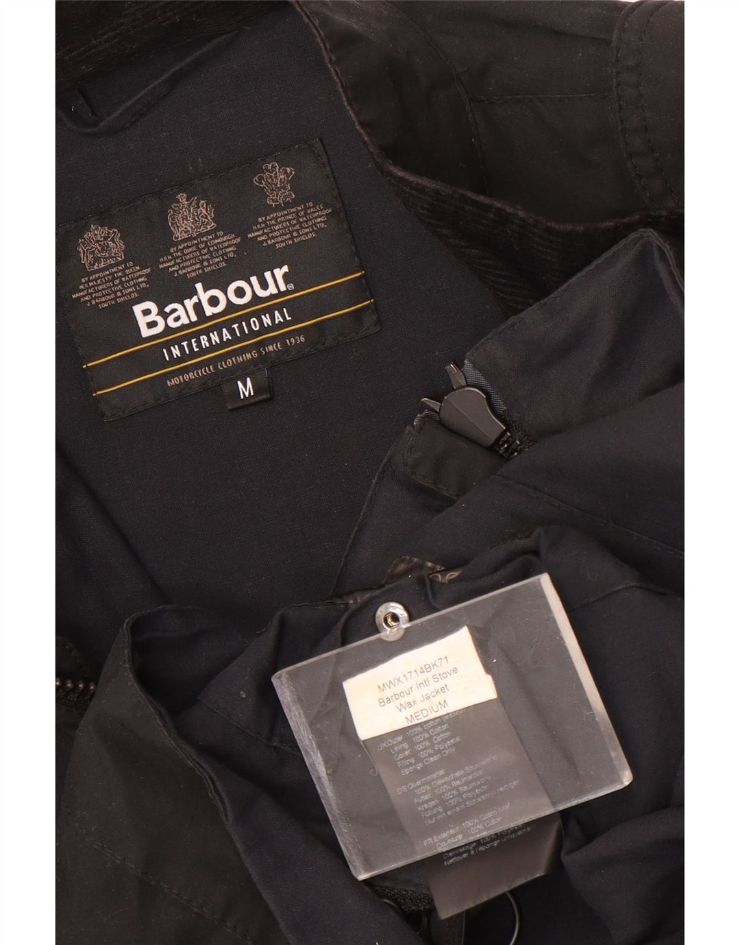 Barbour Mens Waxed Cotton Jacket UK 38 Medium Black Cotton