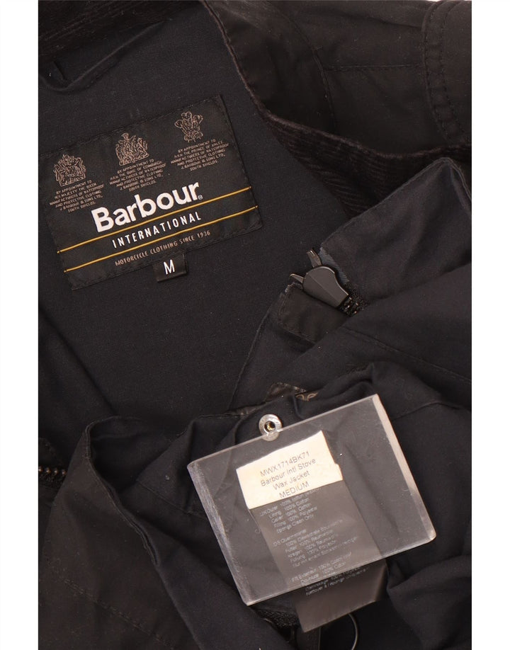 Barbour Mens Waxed Cotton Jacket UK 38 Medium Black Cotton