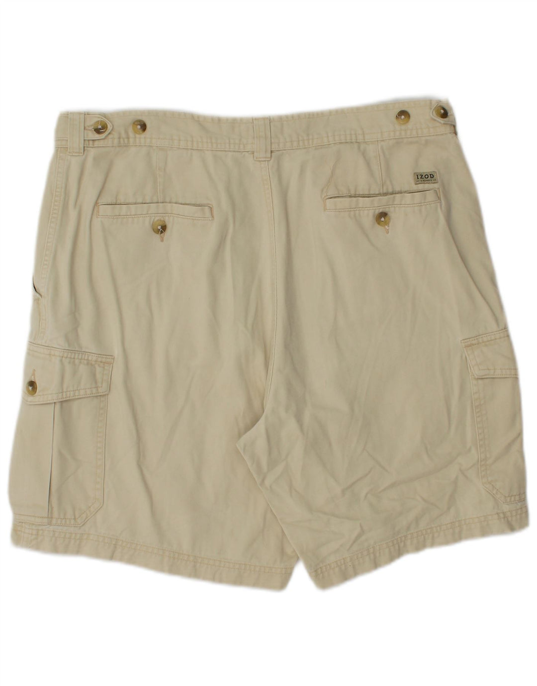 IZOD Mens Cargo Shorts W34 Large Beige Cotton