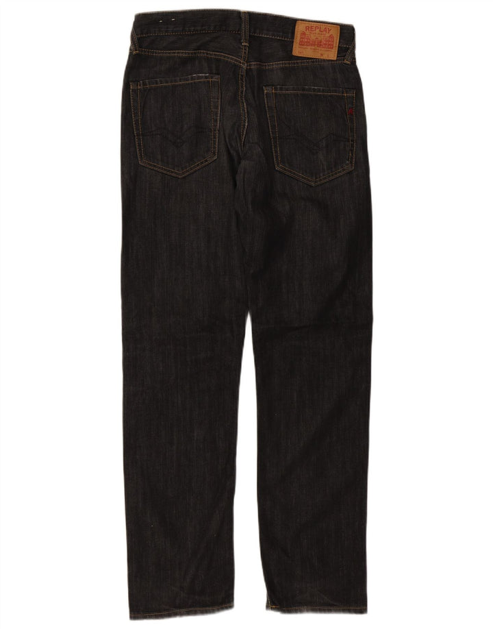 Replay Mens Straight Jeans W32 L32 Black Cotton