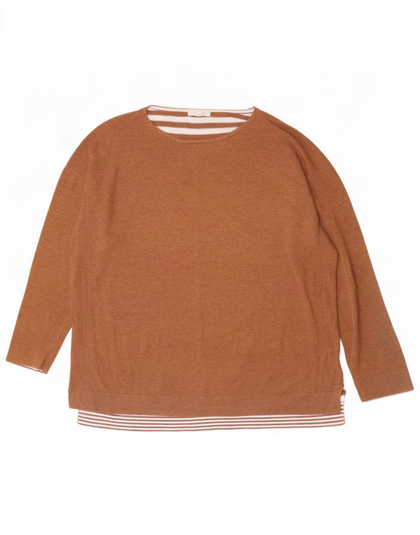 White Stuff Womens Boat Neck Jumper Sweater UK 20 2XL Brown Striped Cotton