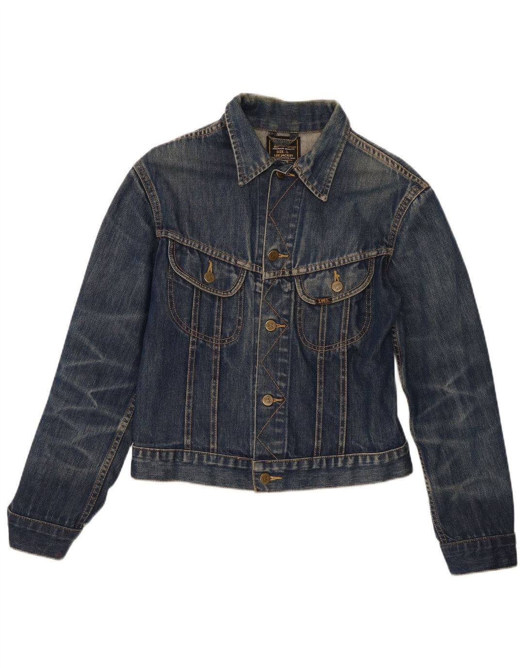 Lee Womens Denim Jacket UK 14 Large Blue Cotton