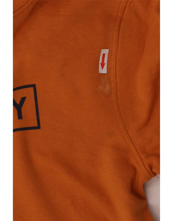 Hurley Mens Graphic Hoodie Jumper Small Orange Cotton