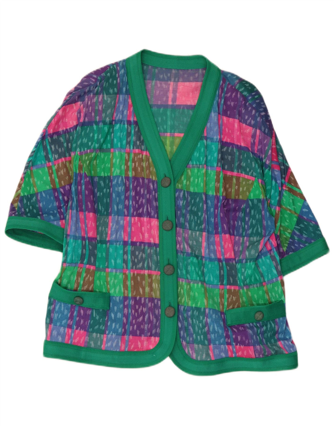 Liola Womens 4 Button Blazer Jacket UK 16 Large Multicoloured Check