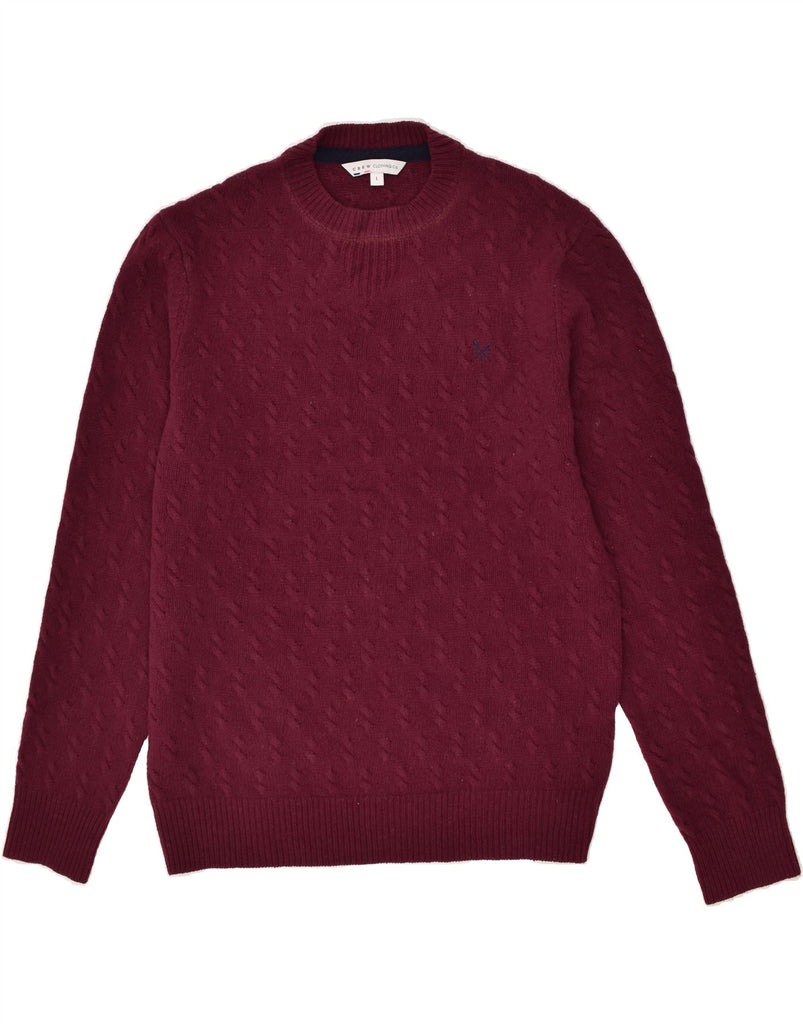CREW CLOTHING Mens Crew Neck Jumper Sweater Large Burgundy Lambswool | Vintage Crew Clothing | Thrift | Second-Hand Crew Clothing | Used Clothing | Messina Hembry 