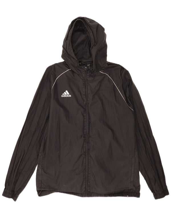 Adidas Mens Hooded Rain Jacket UK 42 XL Black Nylon