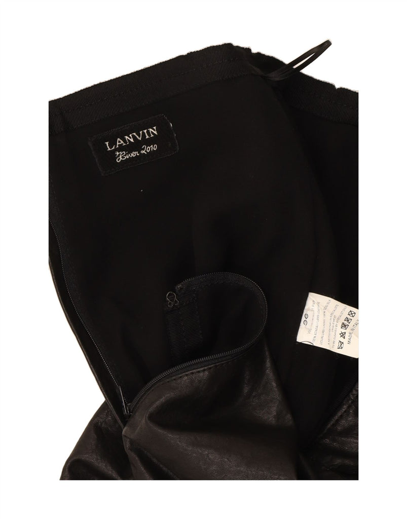 LANVIN Womens Leather A-Line Skirt EU 36 Small W26 Black Leather Vintage Lanvin and Second-Hand Lanvin from Messina Hembry 