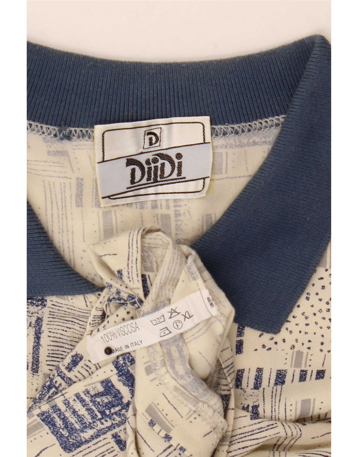 Vintage Mens Short Sleeve Pullover Shirt XL Beige Patchwork Viscose