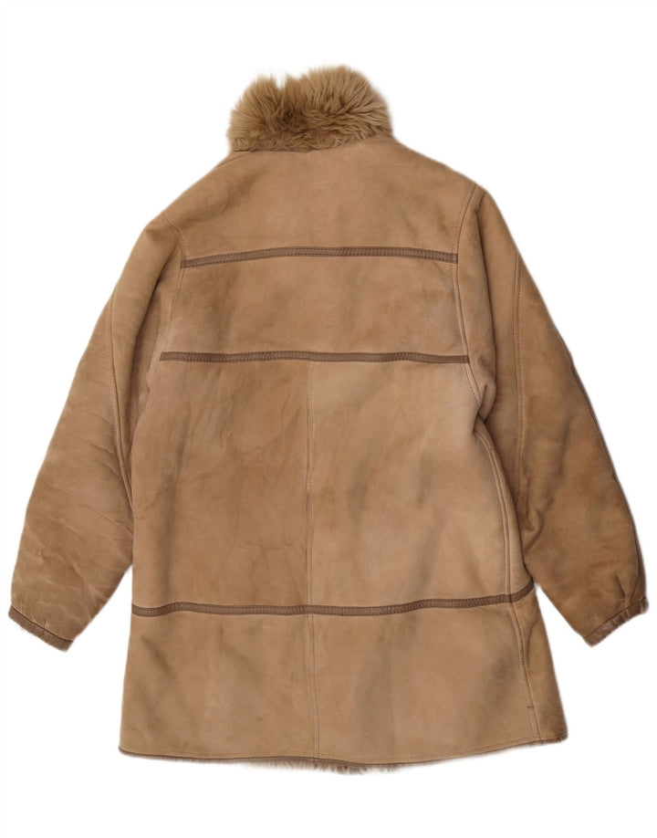 Vintage Womens Shearling Coat UK 14 Medium Brown Shearling