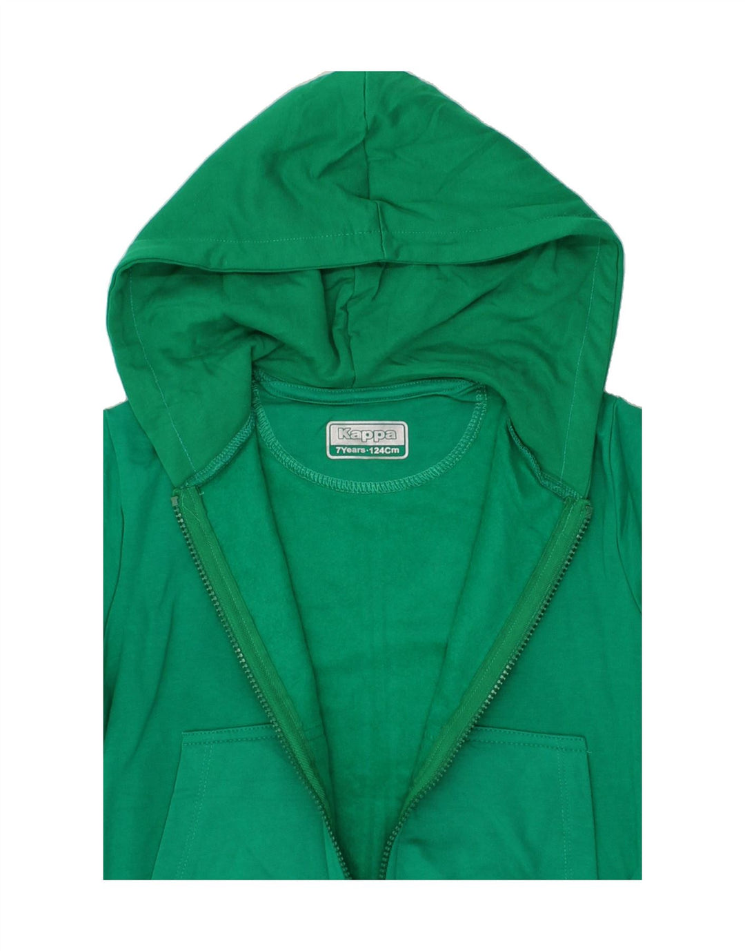 KAPPA Girls Graphic Zip Hoodie Sweater 6-7 Years Green Cotton Vintage Kappa and Second-Hand Kappa from Messina Hembry 