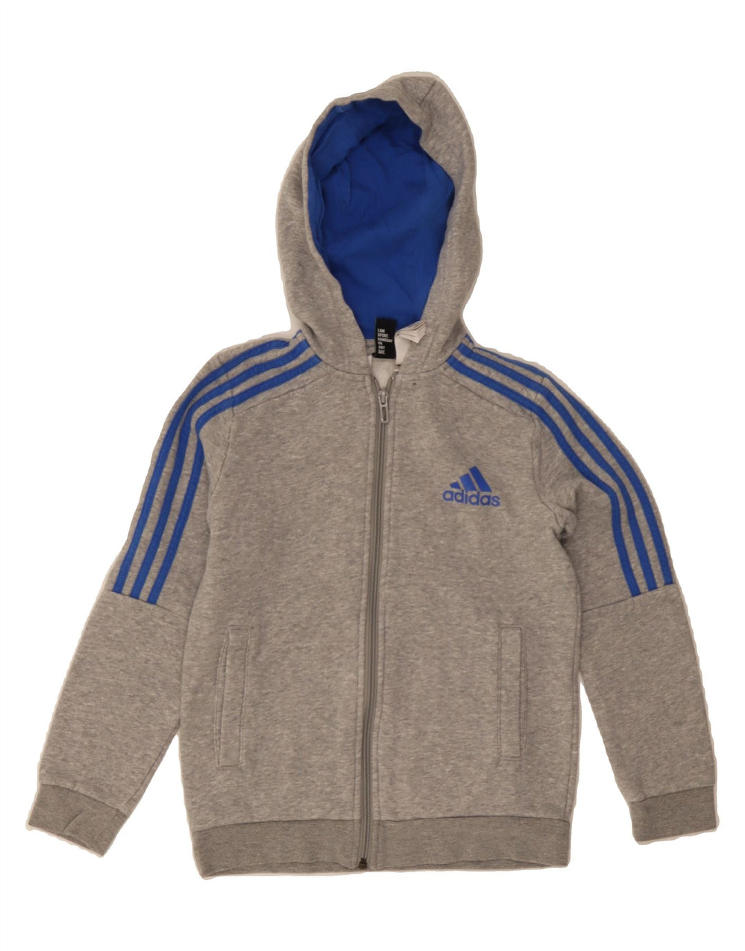 ADIDAS Boys Zip Hoodie Sweater 9-10 Years Grey Cotton Vintage Adidas and Second-Hand Adidas from Messina Hembry 