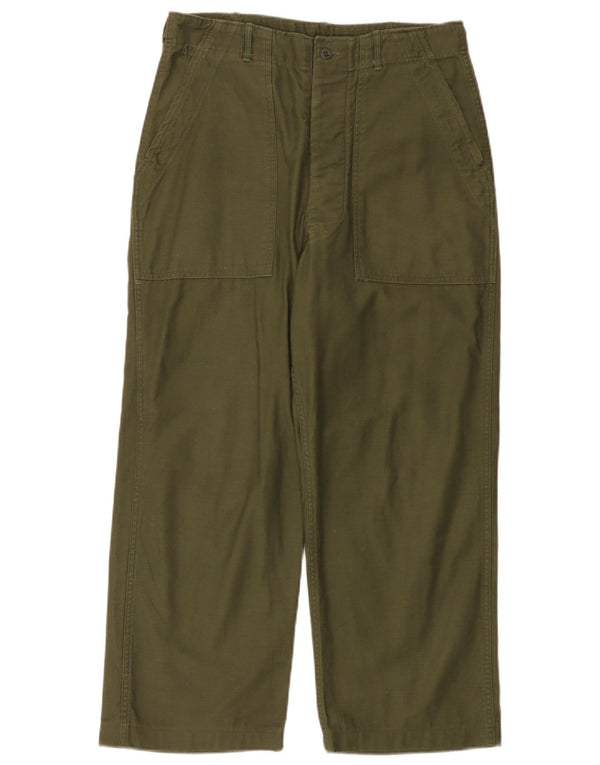 Vintage Mens Wide Leg Casual Trousers Medium W32 L26 Khaki Cotton