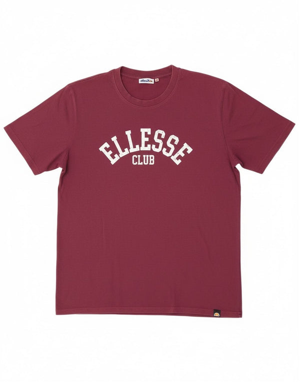 Ellesse Mens Graphic T-Shirt Top Large Maroon Cotton
