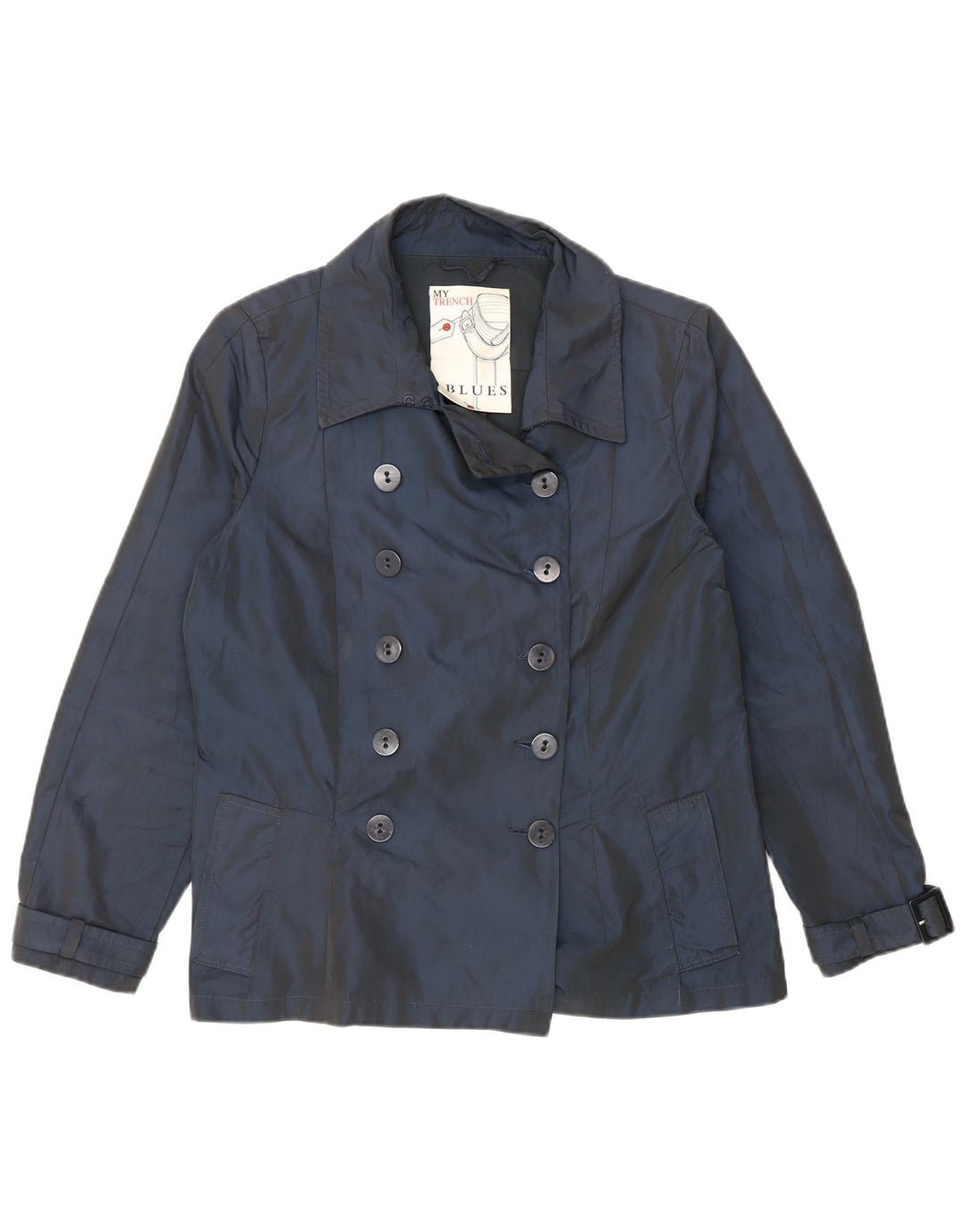i Blues Womens Short Double Breasted Pea Coat UK 12 Medium Navy Blue