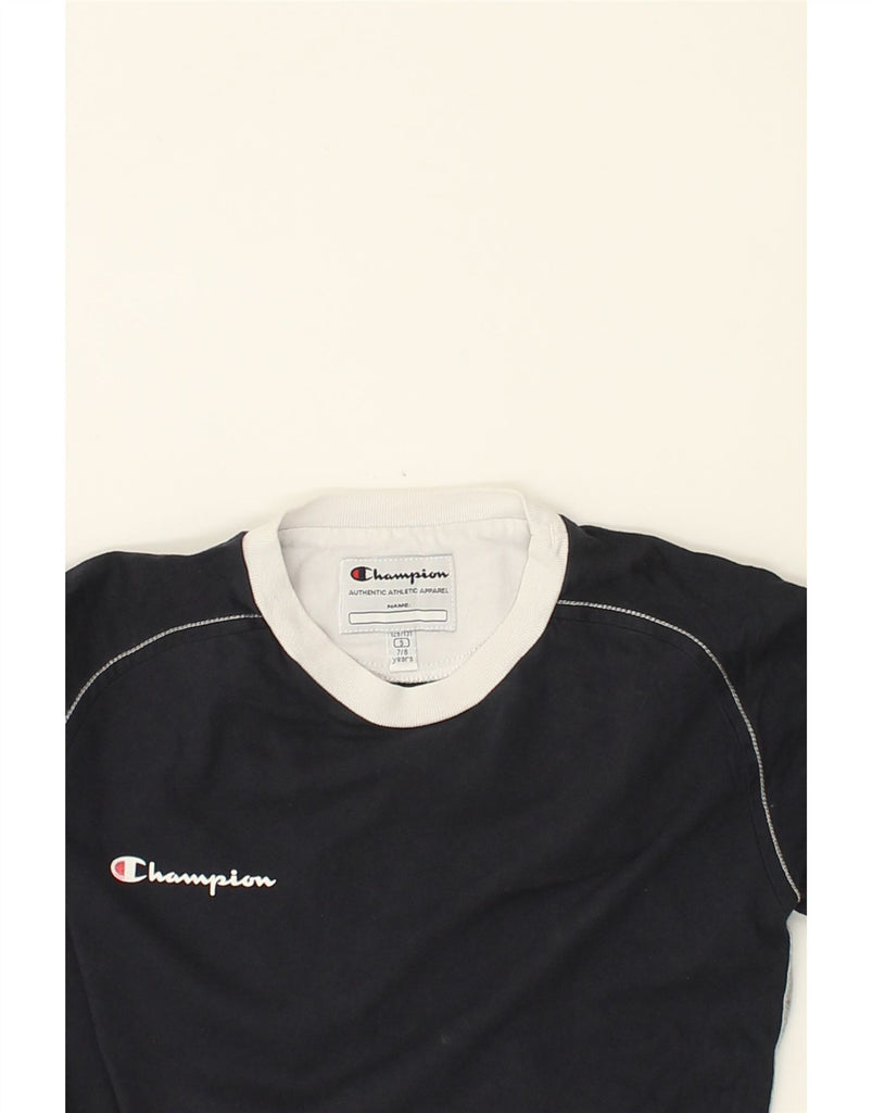 CHAMPION Boys T-Shirt Top 7-8 Years Small Navy Blue Cotton | Vintage Champion | Thrift | Second-Hand Champion | Used Clothing | Messina Hembry 