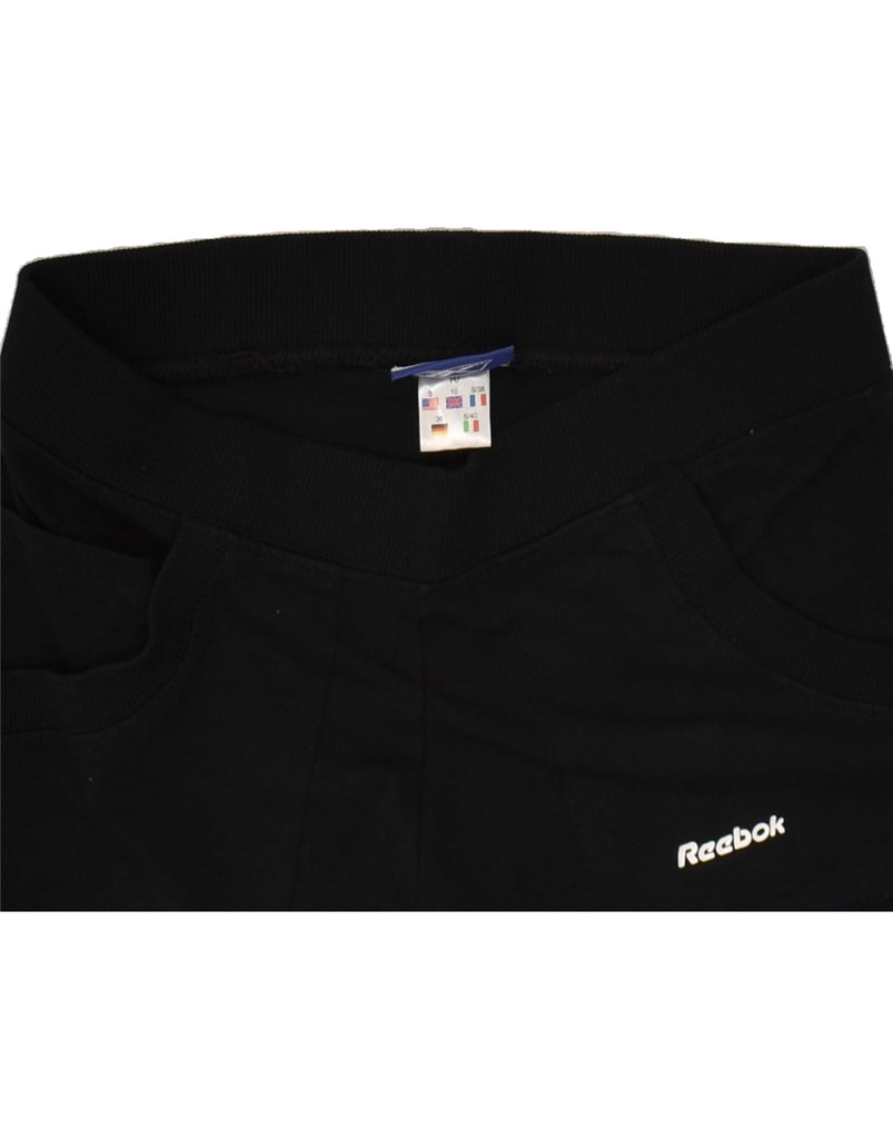 REEBOK Womens Tracksuit Trousers UK 10 Small Black Cotton | Vintage Reebok | Thrift | Second-Hand Reebok | Used Clothing | Messina Hembry 