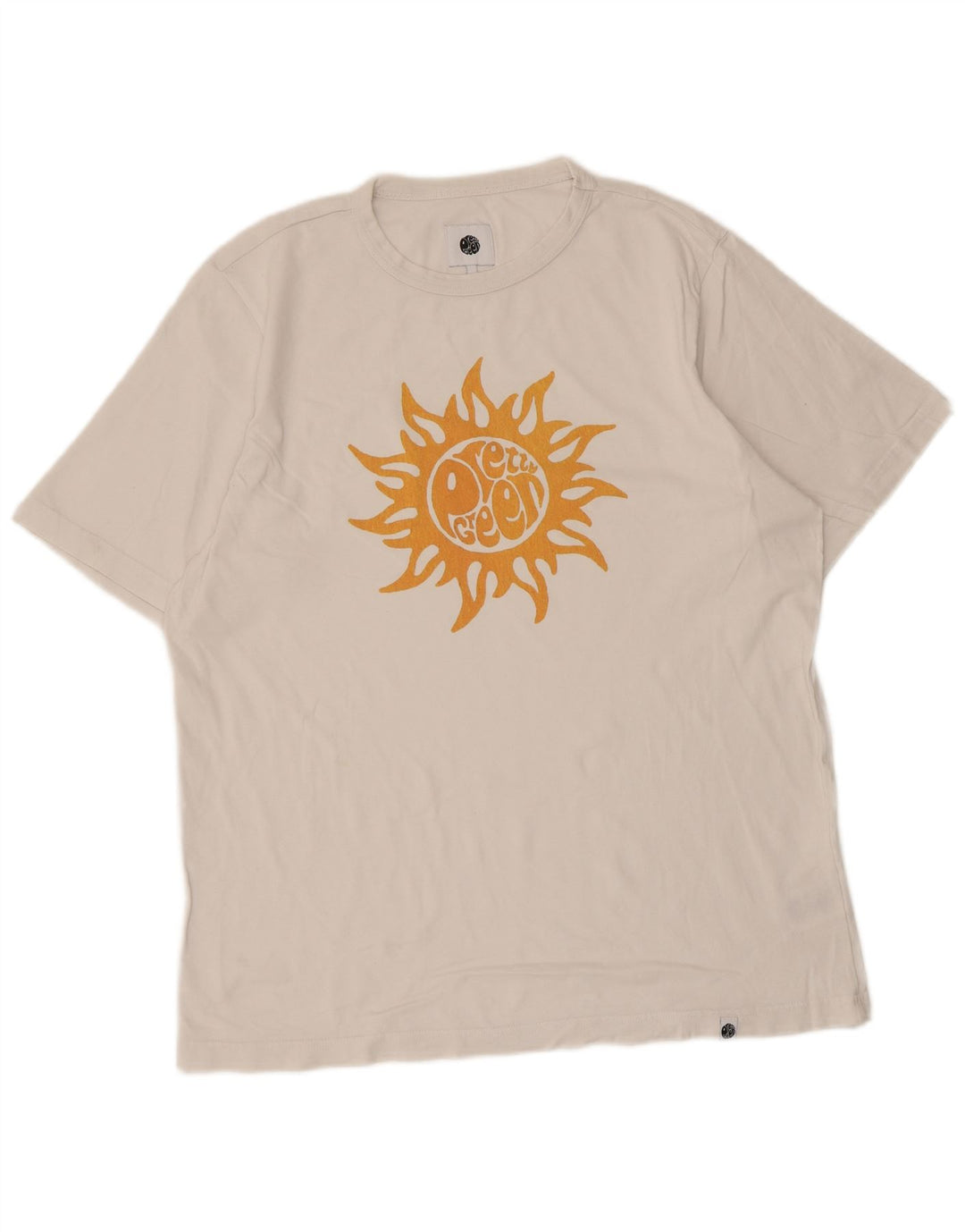 Pretty Green Mens Graphic T-Shirt Top Large White Cotton