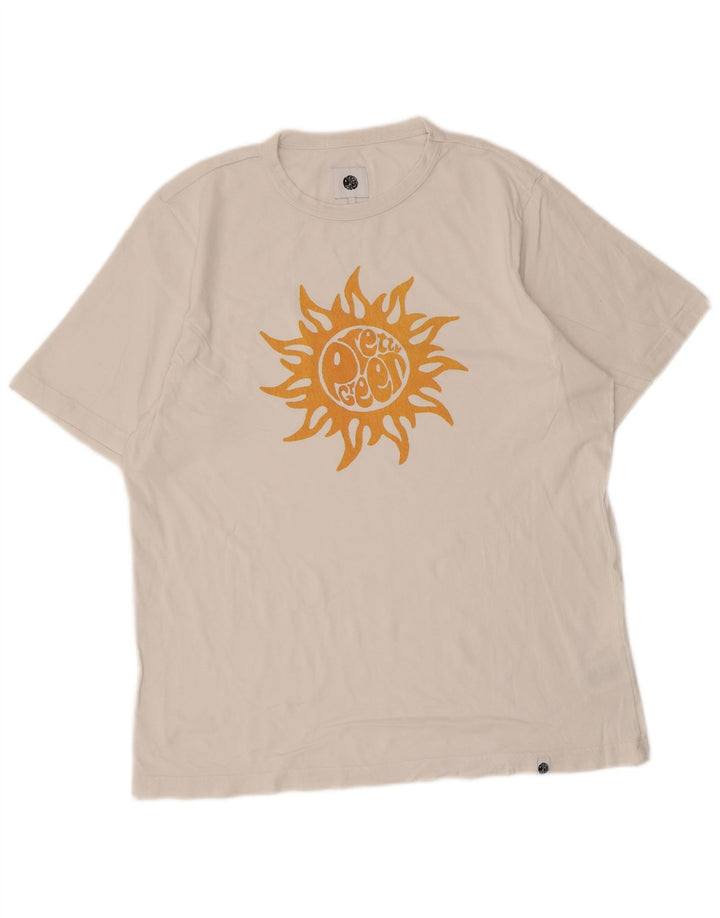 Pretty Green Mens Graphic T-Shirt Top Large White Cotton