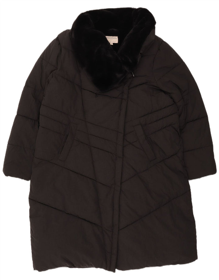 MONSOON Womens Padded Coat UK 18 XL Black Nylon