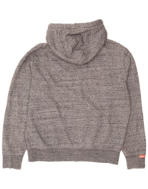 Superdry Mens Zip Hoodie Sweater 2XL Grey Flecked Cotton