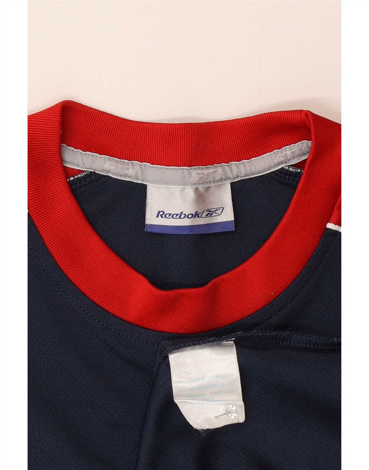 Reebok Mens T-Shirt Top Small Navy Blue Colourblock Polyester