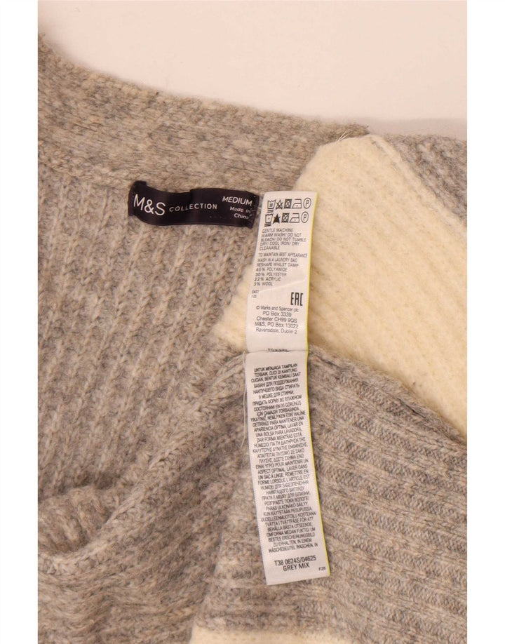 Marks & Spencer Womens Longline Cardigan Sweater UK 14 Medium Grey