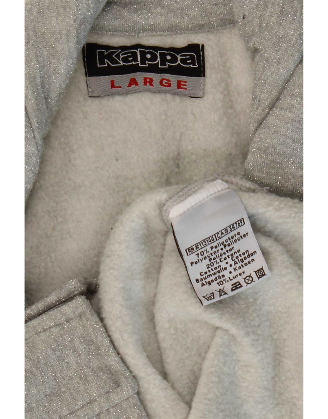 Kappa Womens Tracksuit Top Jacket UK 14 Large Grey Polyester