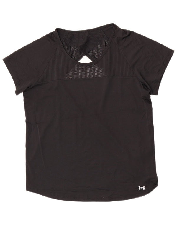 Under Armour Womens Heat Gear T-Shirt Top UK 16 Large Black Polyester
