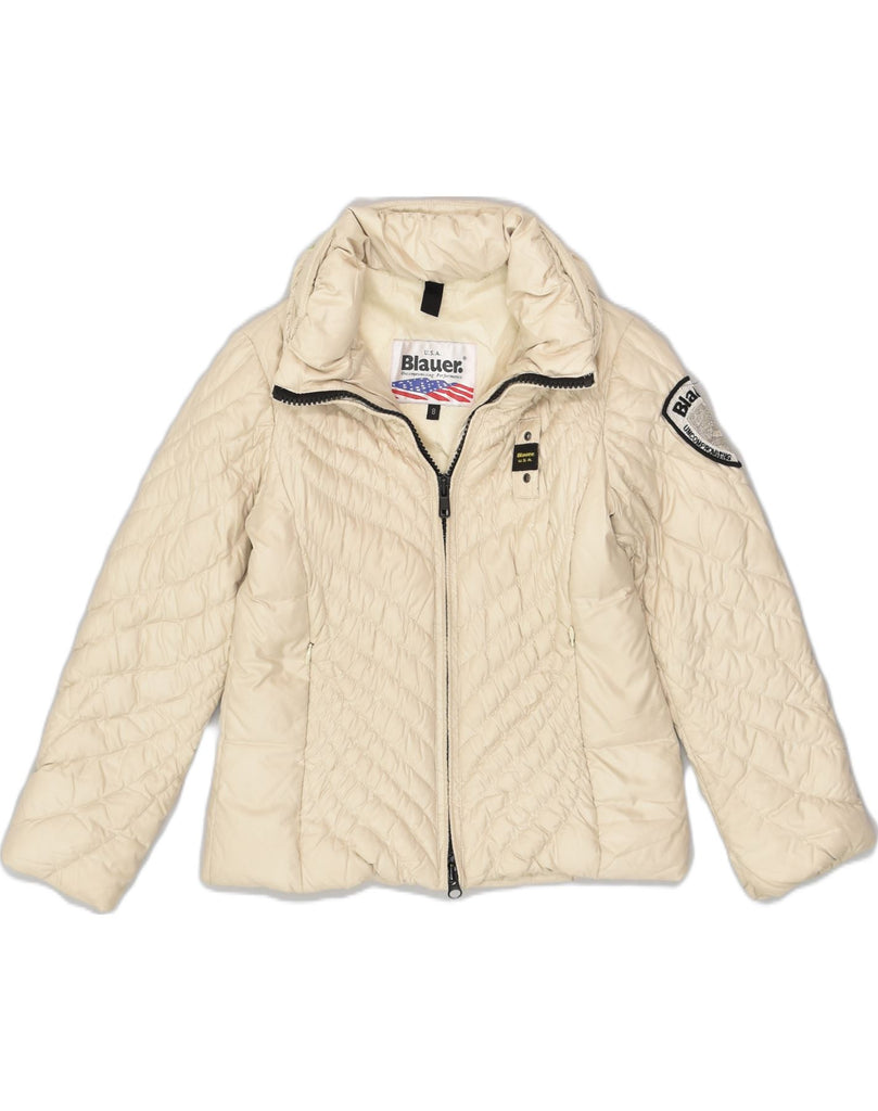 BLAUER Girls Padded Jacket 7-8 Years Beige Polyester | Vintage Blauer | Thrift | Second-Hand Blauer | Used Clothing | Messina Hembry 