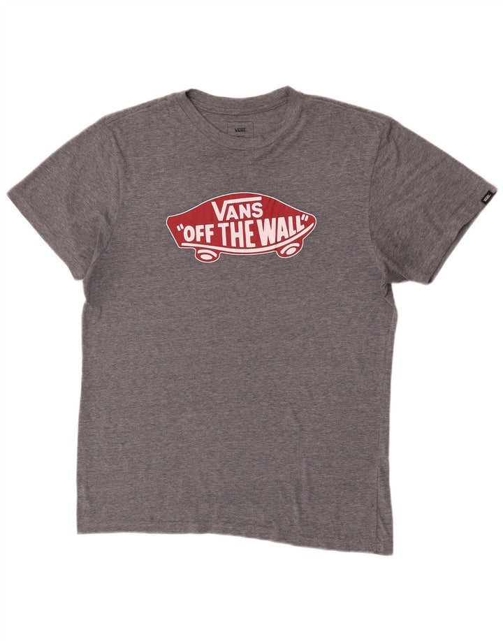 Vans Mens Custom Fit Graphic T-Shirt Top Medium Grey Flecked Cotton