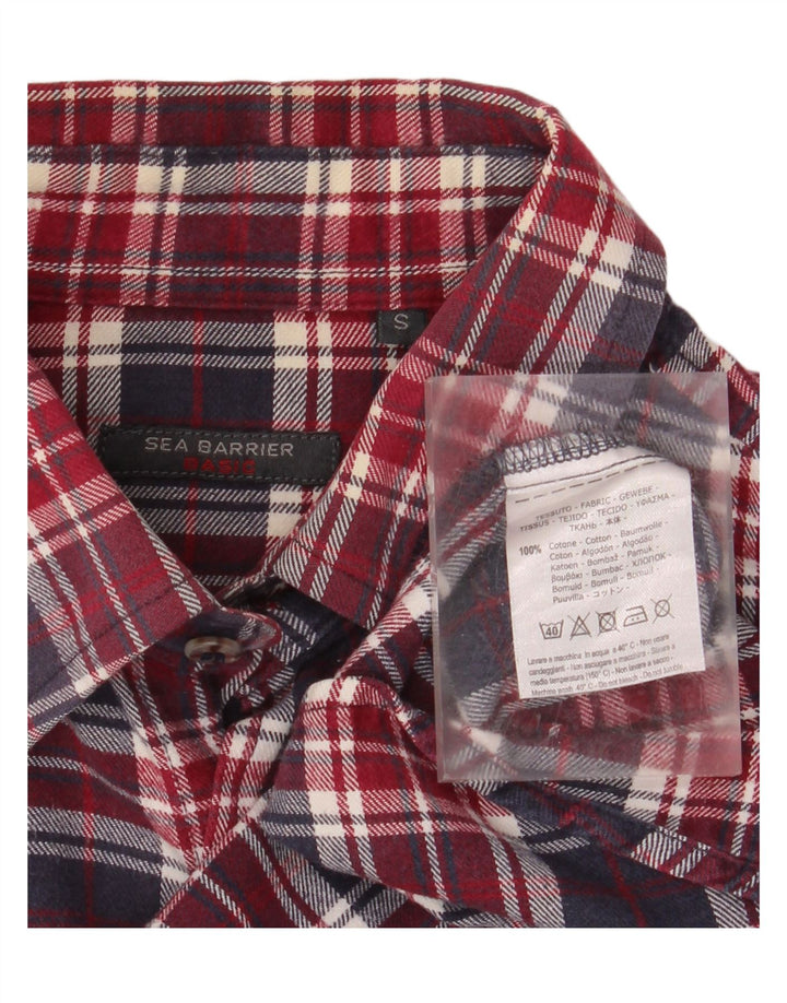 SEA BARRIER Mens Flannel Shirt Small Red Check Cotton