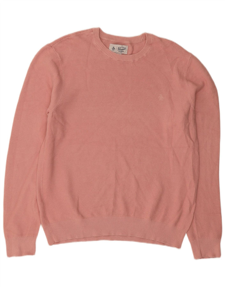 Penguin Mens Crew Neck Jumper Sweater XL Pink Cotton