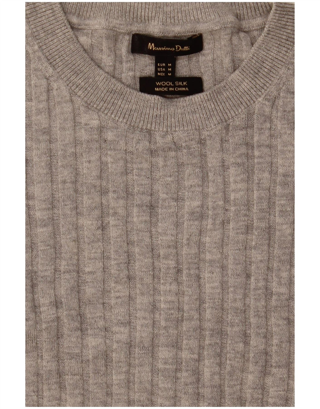 Massimo Dutti Womens Crew Neck Jumper Sweater UK 12 Medium Grey Wool